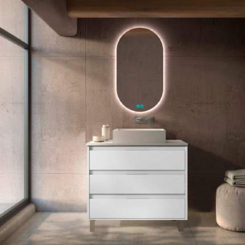 movel com pés 3 gavetas casa de banho lacado branco nogueira roble ártico cinza cimento