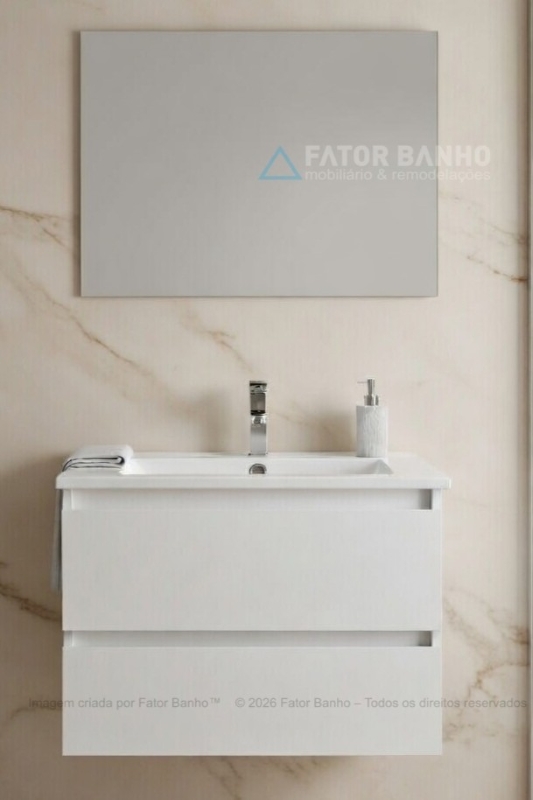 Móvel wc suspenso Bordéus 2 gavetas branco 60 cm 80 cm e 100 cm promoção