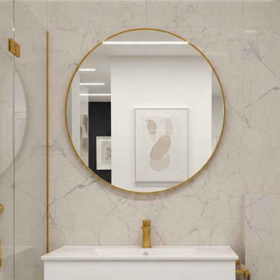 Espelho casa banho decorativo aro dourado Ø 60  Ø 80 Ø 100