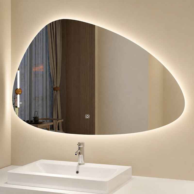 espelho led wc formato lagrima retroiluminado com luz led regulável modelo lyon
