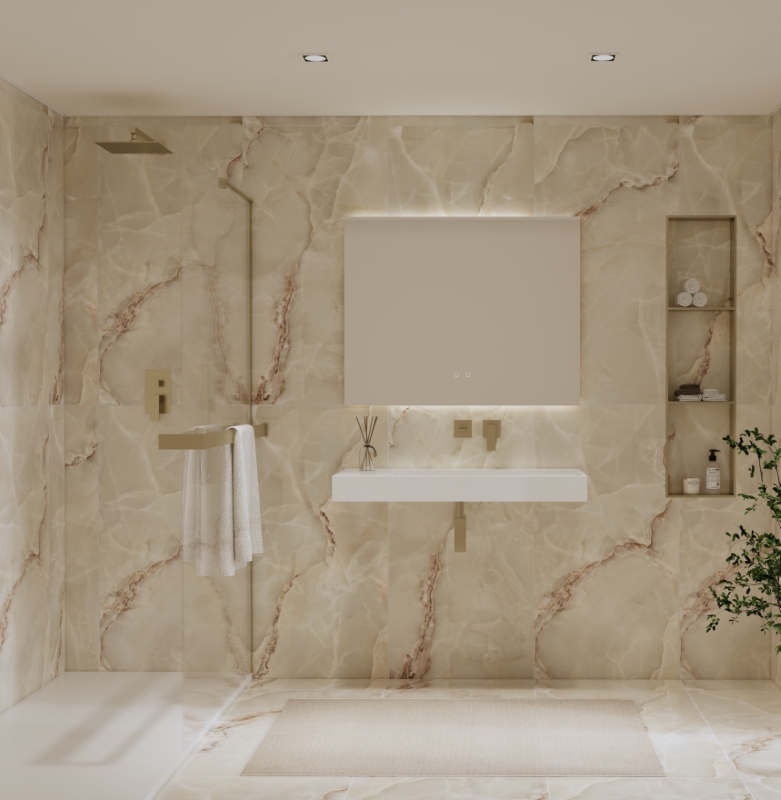 Lavatório Mural Solid Surface 100 cm Branco Mate