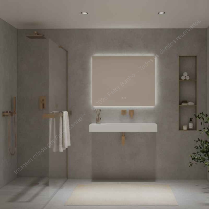 Lavatório Mural Solid Surface 120 cm 1 Pio Branco Mate