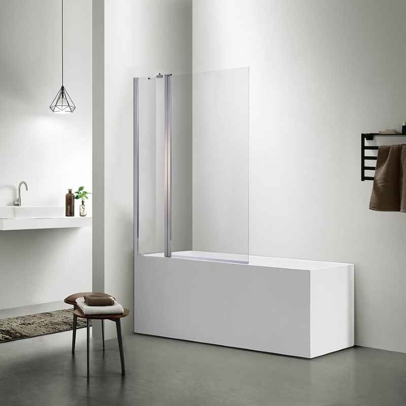 Painel para banheira com 1 Fixo e  Porta pivotante de vidro temperado