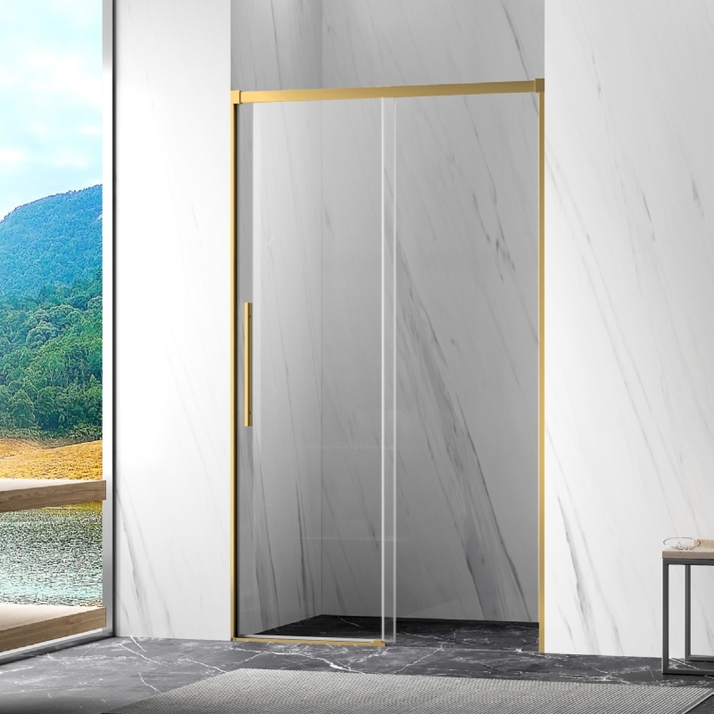 frontal duche 1+1 com softclose na porta sem calha inferior dourado