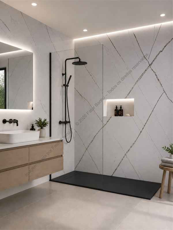 Ambiente wc revestimento placa vinílico raios castanho fundo branco